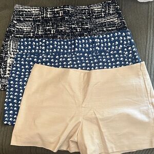 Ann Taylor High Waist Shorts Trio - Black, Blue, and Cream